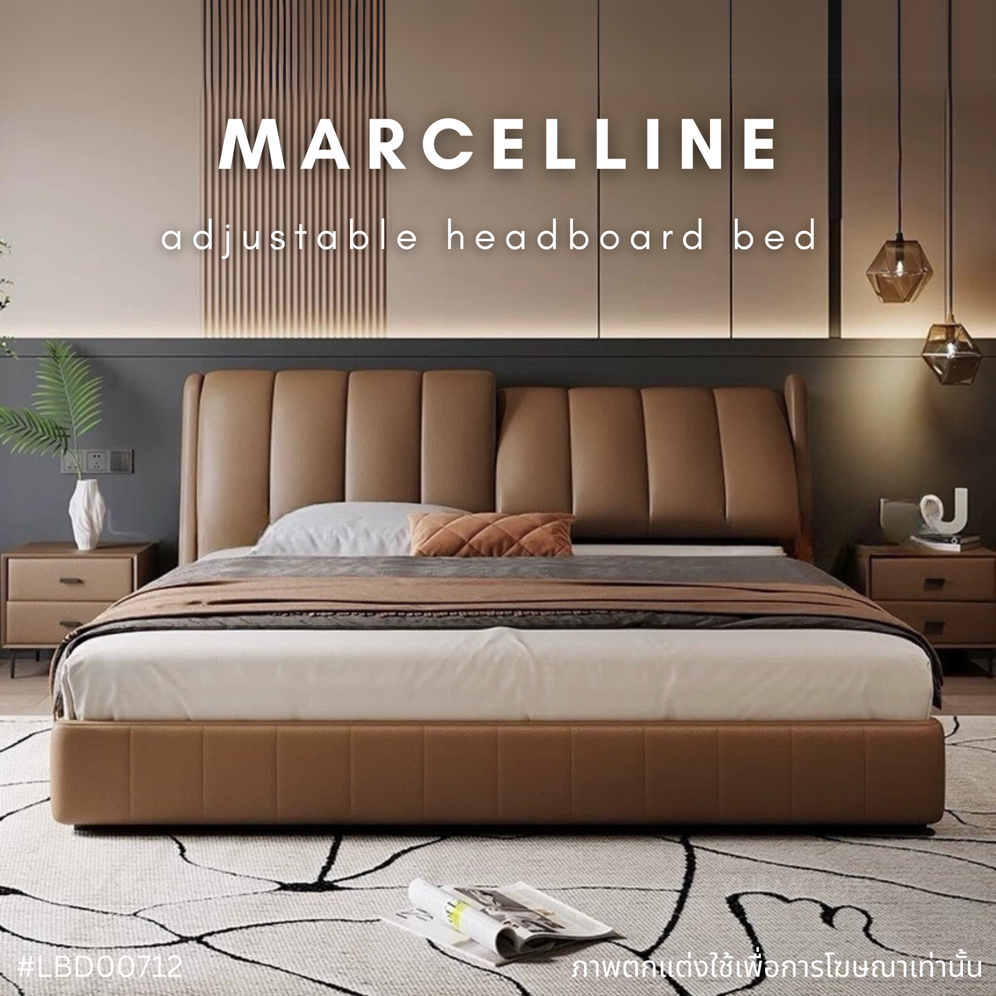 MARCELLINE adjustable headboard bed (solid base)