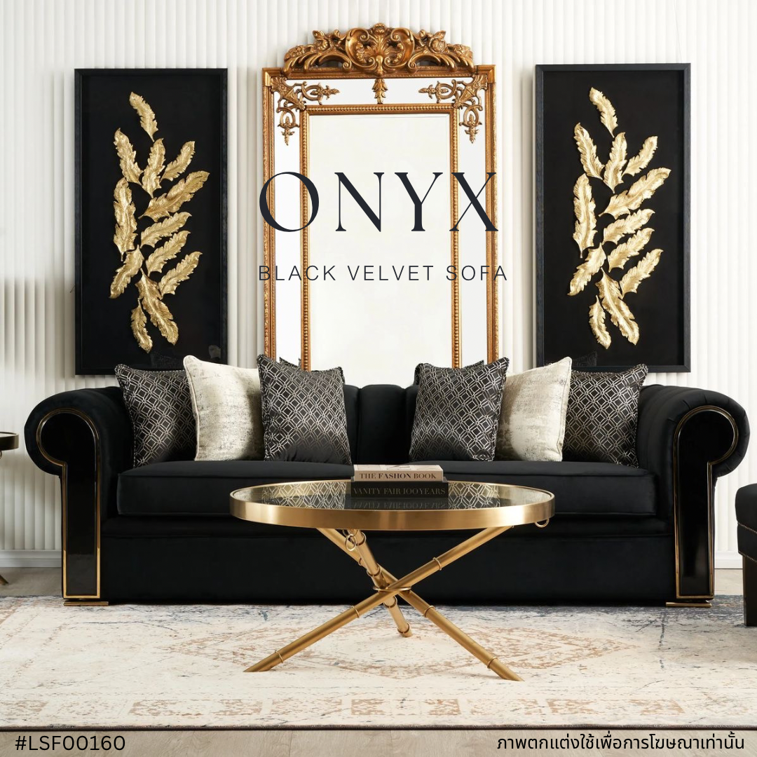 ONYX black velvet sofa