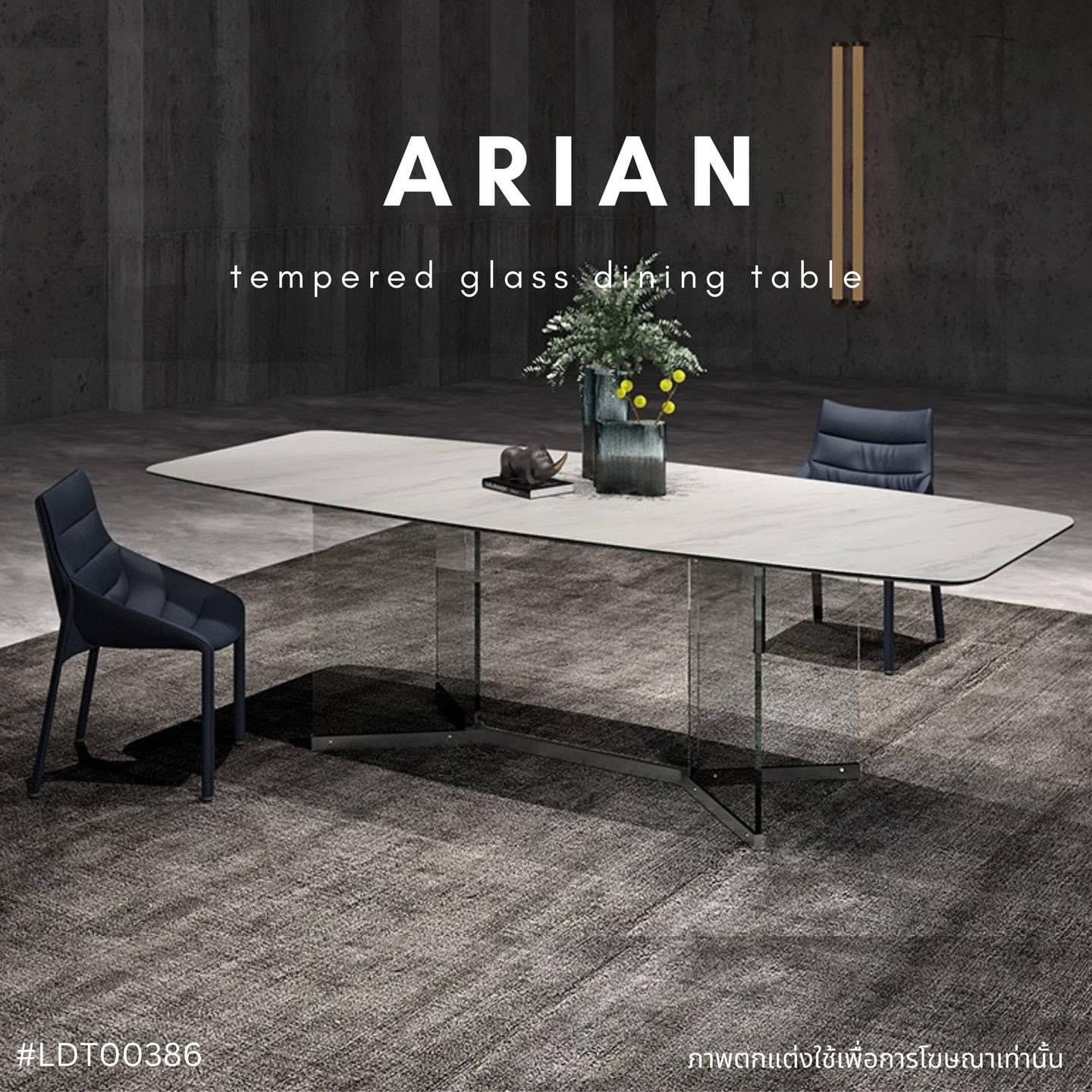 ARIAN tempered glass dining table
