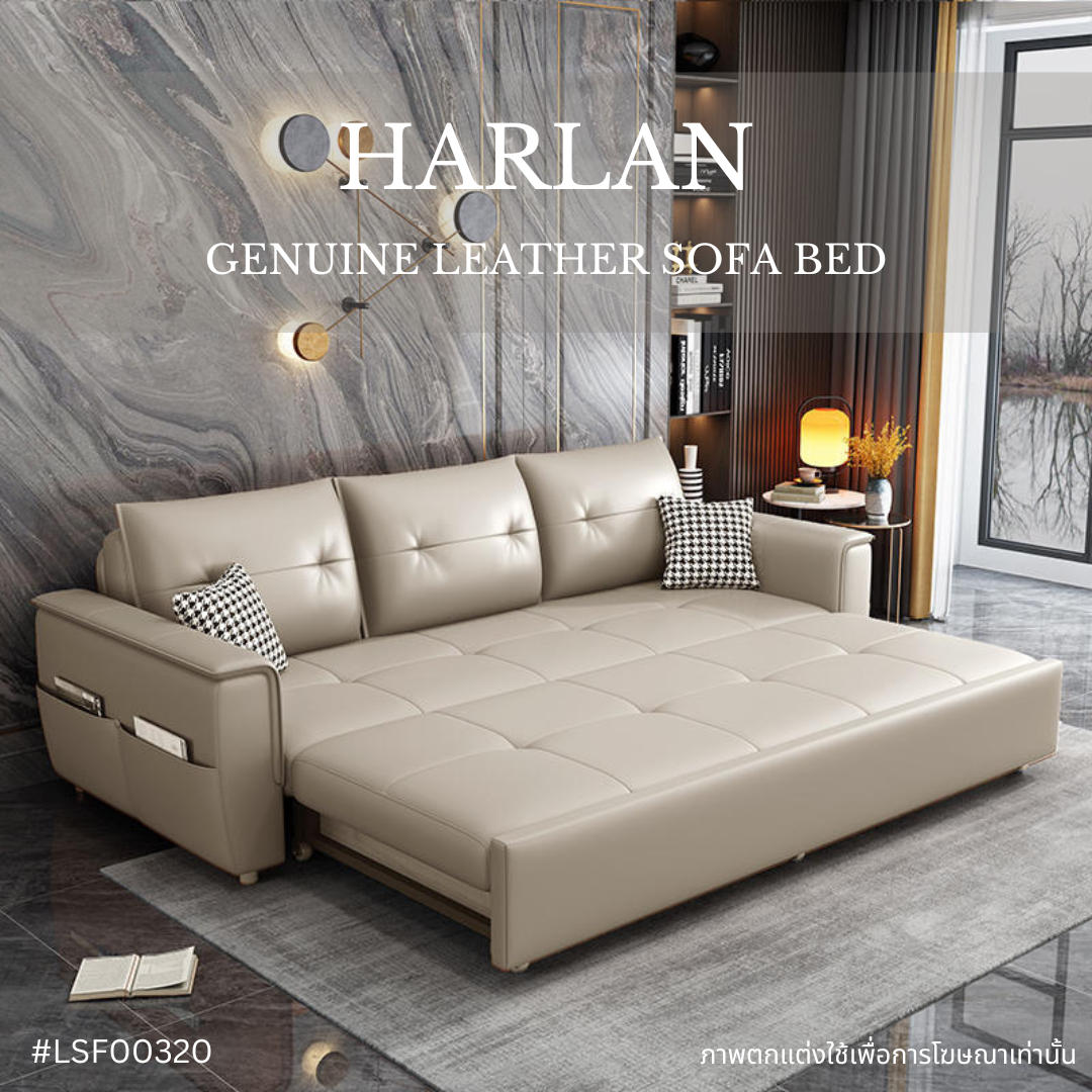 HARLAN genuine leather sofa bed
