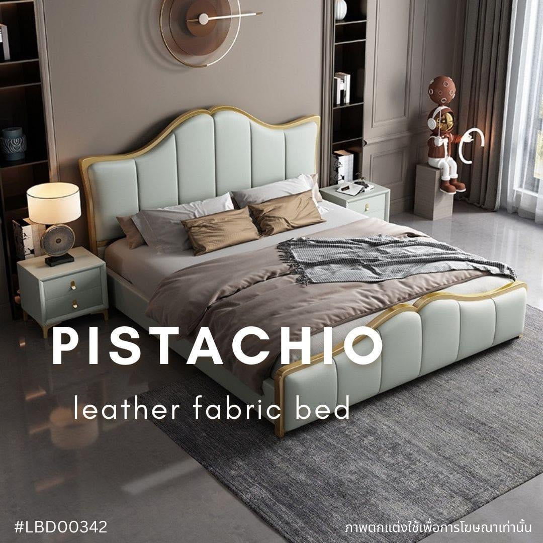 PISTACHIO leather fabric bed