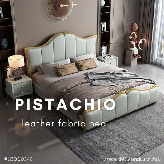 PISTACHIO leather fabric bed
