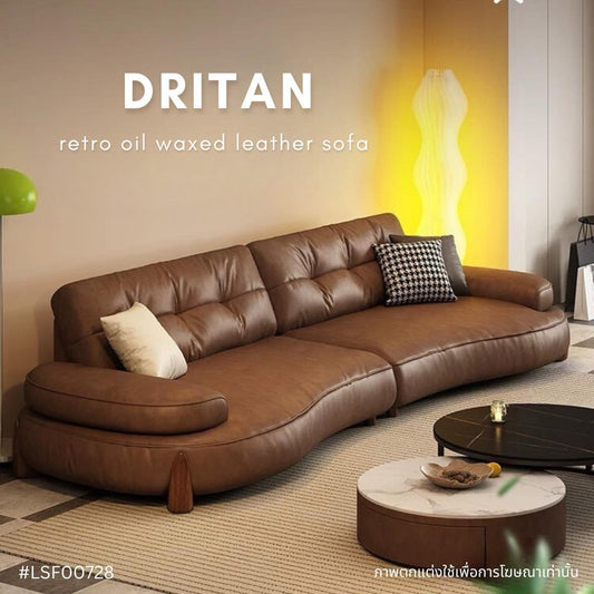 DRITAN retro oil waxed leather sofa